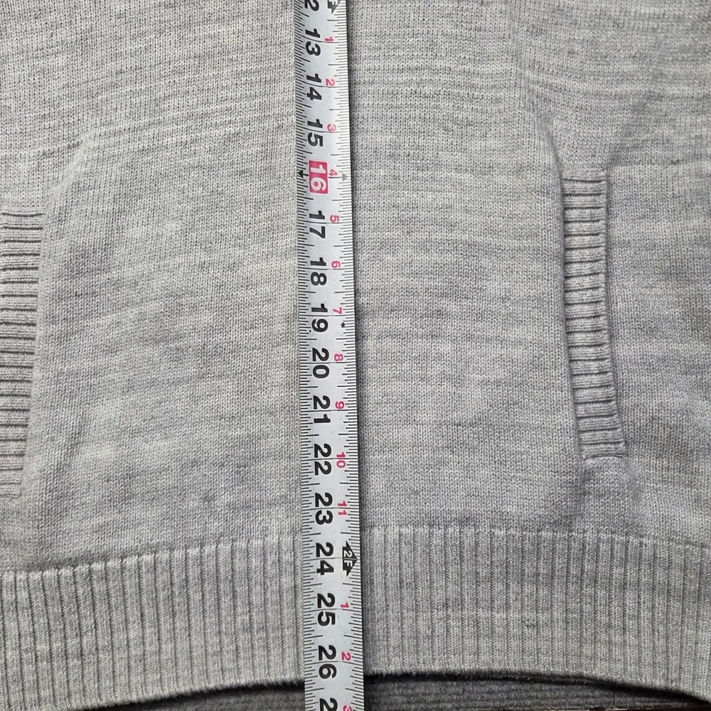 Banana Republic Mens Gray Cotton Knit Henley Hoodie Sweater Size M Pocketed
